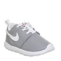 nike roshe run td wolf grey white safety orange