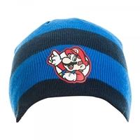 Nintendo Super Mario Bros. Striped Mario Badge Beanie Hat