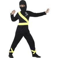 ninja assassin black and yellow childrens fancy dress costume large 