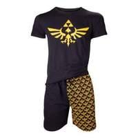 Nintendo Legend Of Zelda Men\'s Shortama Nightwear Set Extra Large Black/gold (si4o1572ntn-xl)