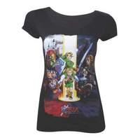 Nintendo Legend Of Zelda Women\'s Ocarina Of Time Cast Print T-shirt Large Black (ts10507ntn-l)