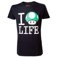Nintendo Super Mario Bros I Love Mushroom Life Medium Shirt Black