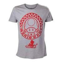 Nintendo Super Mario Bros. Red Mario Kart Mushroom Large T-shirt Grey (ts873988ntn-l)