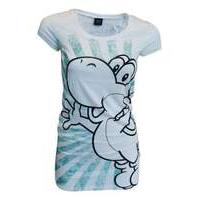 Nintendo Girlie T Shirt White and Green - MARIO - XL