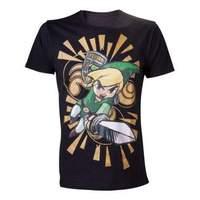 Nintendo Legend Of Zelda Wind Waker Link Attacks Large T-shirt Black (ts301312ntn-l)