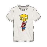 Nintendo Super Mario Bros. Mario Breaking Block Men\'s T-shirt Medium White (ts500230ntn-m)