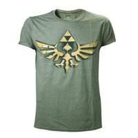 Nintendo Legend Of Zelda Men\'s Vintage Royal Crest Gold Logo T-shirt Small Military Green (ts363068ntn-s)