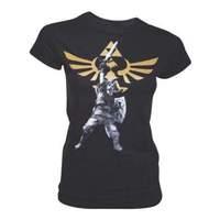Nintendo Legend Of Zelda Female Victorious Link With Royal Crest T-shirt Small Black (tso10830ntn-s)