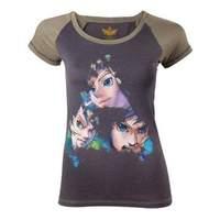 Nintendo Legend Of Zelda Female Link Face Skinny Shirt With Painted Triforce Motif Small Charcoal (ts060210ntn-s)