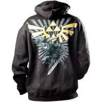 Nintendo Legend of Zelda Medium Hoodie with Grey/Gold Zelda Back Design Black