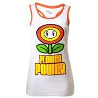 Nintendo Super Mario Bros Girls Flower Power Medium Tank Top White/Orange