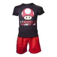 Nintendo Super Mario Bros. Men\'s I Need A Power Up Shortama Nightwear Set Extra Large Black/red (st330916ntn-xl)