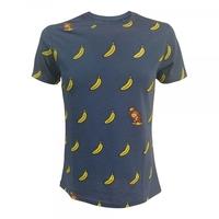 Nintendo Donkey Kong Where\'s My Banana? All-Over Print Large T-Shirt - Blue