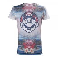 Nintendo Super Mario Bros. Tropical Mario All-Over Sublimation Large T-Shirt - Multicolour