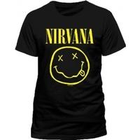 NIRVANA Smiley T-Shirt, Unisex, Extra Large, Black