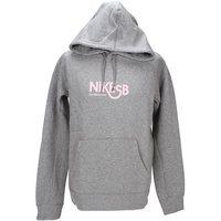 nike sb icon hooded sweat dark grey heatherprism pink