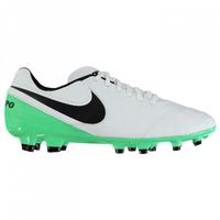 Nike Tiempo Genio Leather FG Mens Football Boots (White-Green)