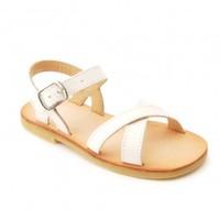 nice ii white leather girls buckle sandals