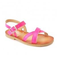 Nice II, Neon Pink Girls Buckle Classic Sandals