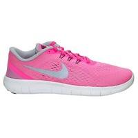 Nike Free RN (GS) Running Shoes - Girls - Pink Blast/Metallic Silver/Black/White