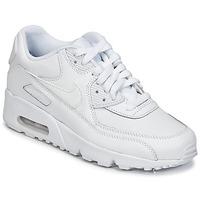 Nike AIR MAX 90 LEATHER GRADE SCHOOL boys\'s Children\'s Shoes (Trainers) in white