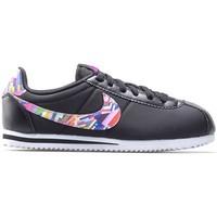 Nike Cortez Nylon Print GS girls\'s Children\'s Shoes (Trainers) in Black