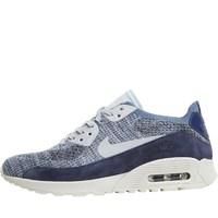 Nike Womens Air Max 90 Ultra 2.0 Flyknit Pinnacle Trainers Ocean Fog/Pure Platinum