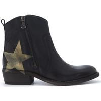 Nira Rubens Texan in black leather with golden star women\'s Mid Boots in black