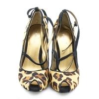 Nine West, size 4.5 leopard print peep toe shoes