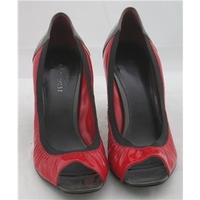 Nine West, size 4.5 red and grey peep toes