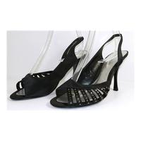 Nine West Size 4 Jet Black Satin Peep Toe Heeled Shoes