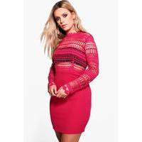 Nina Crochet Lace Bodycon Dress - cerise