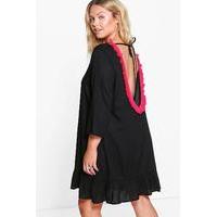 nicola tassle back shift dress black