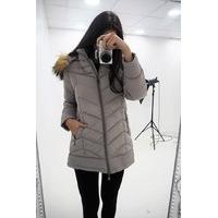 Nissy faux fur hooded quilted coat
