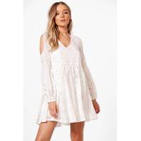 niamh cold shoulder burn out dress ivory