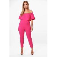 Nicole Off The Shoulder Ruffle Jumpsuit - cerise