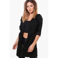 Nicola Ruffle Front Duster - black