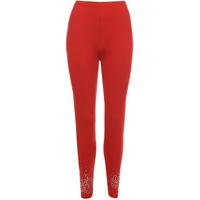 nita foil print full length leggings red