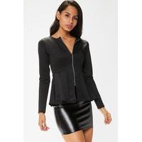 nikita black peplum long sleeve jacket