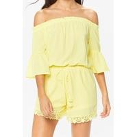 Nicole Yellow Tie Waist Bardot Playsuit