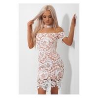 Nia White Crochet Overlay Choker Dress