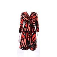 Nine West Size 8 Tonal Reds Knot Detail Wing Print Patterned dress