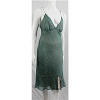 Nicole Farhi Size 12 Pale Kingfisher Green Fully Lined Diaphanous Silk Slip Dress