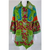 Niza Size XXXL Green Abstract Floral Embroidered Coat