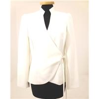 Nicholas Millington Size: 10 White Simple Clean Lined Wrap Over Jacket