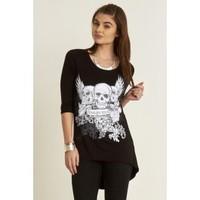 nickie skull print dip hem hilo top