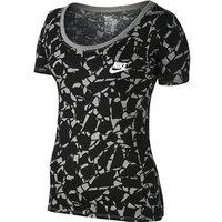 nike category all over print scoop tee womens dark greyheatherblackwhi ...