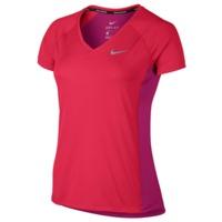 Nike Dry Miller V-Neck Running Tee - Womens - Racer Pink