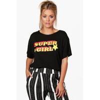 nicola super girl print t shirt black