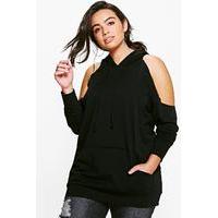 nicole open shoulder hoodie black